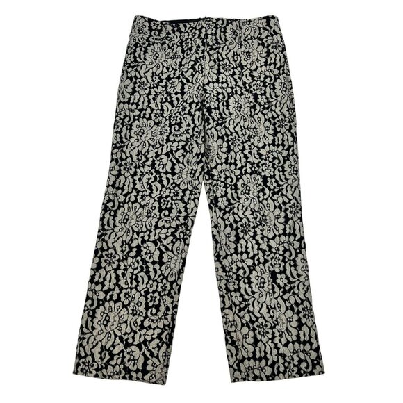 Mystree Womens Lace Cropped Dress Pants Black/Cream Size Medium Pockets - Picture 8 of 10